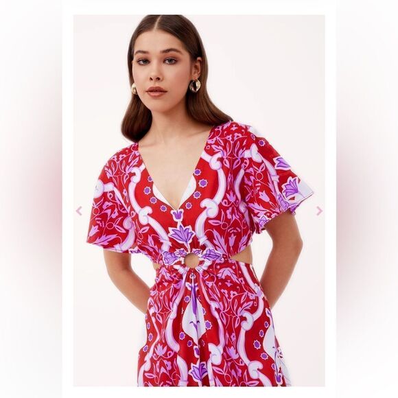 Beyond by Vera 1538 Giselle COMO ROUGE midi dress size XS - Picture 8 of 16